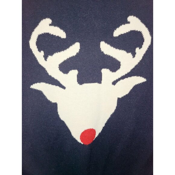 Navy pullover sweater Rudolph Reindeer Ugly Christmas Winter Holiday Medium - Picture 2 of 10